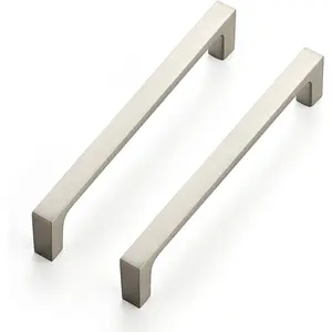 30 Pack Solid 5 Inch Square Cabinet Handles - Brushed Nickel Pulls for Kitchen Drawers and Cabinets - Hardware Handles
