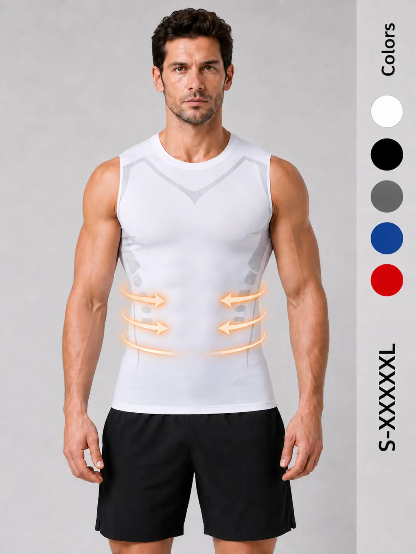 Men Slim Fit Shaping Tank Top Compression Undershirt Seamless Breathable Stretch Vest Gym Workout Shirt Workout Sleeveless