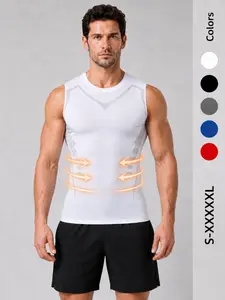 Men Slim Fit Shaping Tank Top Compression Undershirt Seamless Breathable Stretch Vest Gym Shirt, Fitness Workout Vest, Seamless Shaping Sportswear