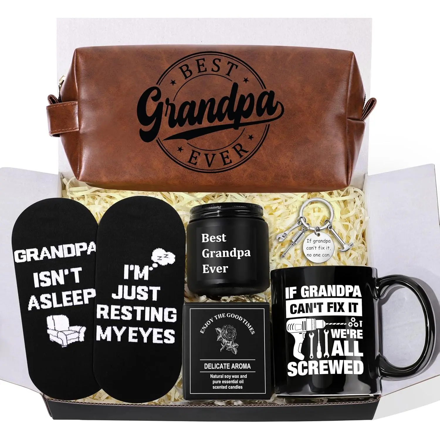 Gifts for Grandpa  Grandpa  for Men Birthday  for Grandfather |  for Grandpa Toiletry Bag Coffee Mug Socks Candle  Birthday Christmas  from Granddaughter Grandson