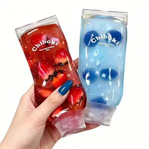 Chiboki Jam Squishy 4-styles - Toothpaste Tube Clear Gel Squeeze Fidget Sensory Toys No Mess ASMR