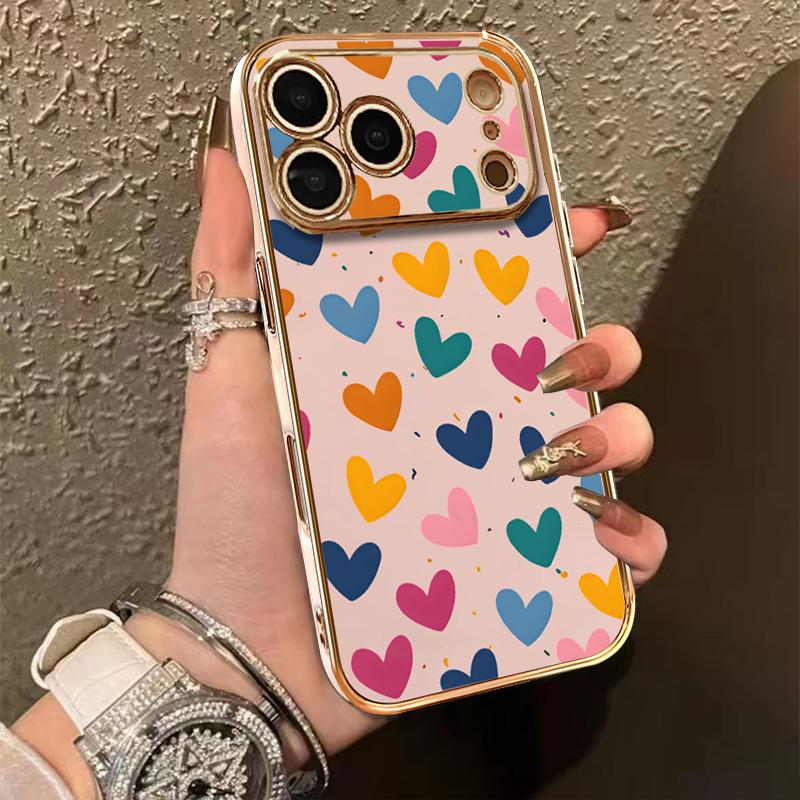 6D Electroplated Phone Case, TPU Soft Material. Full Screen Colorful Heart Character Pattern, Suitable for iPhone 17 Pro Max Phone Case 17 Air 16 Pro Max 16E 16Plus 15 Pro Max 15Plus 15 14 Pro 13 12 11 Phone Cases Shockproof Phone Case Jesus is King
