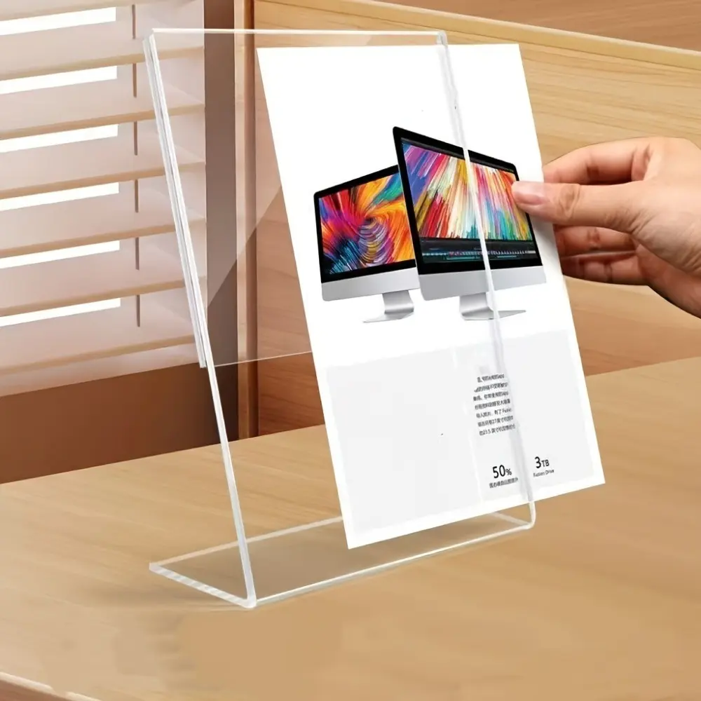 Acrylic Sign Holder Stand, Vertical & Horizontal Options, Transparent Clear Plastic Desktop Display Frame, Ideal for Office, Home, Restaurant Use