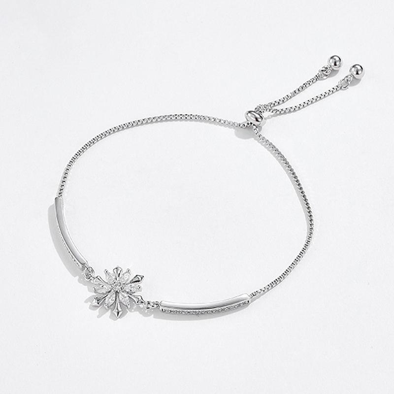 S925 Sterling Silver Snowflake Tennis Bracelets For Women,Cubic Zirconia Bracelet with Adjustable Chain, Anniversary, Birthday, Mother Day, Women' s Day Bracelet