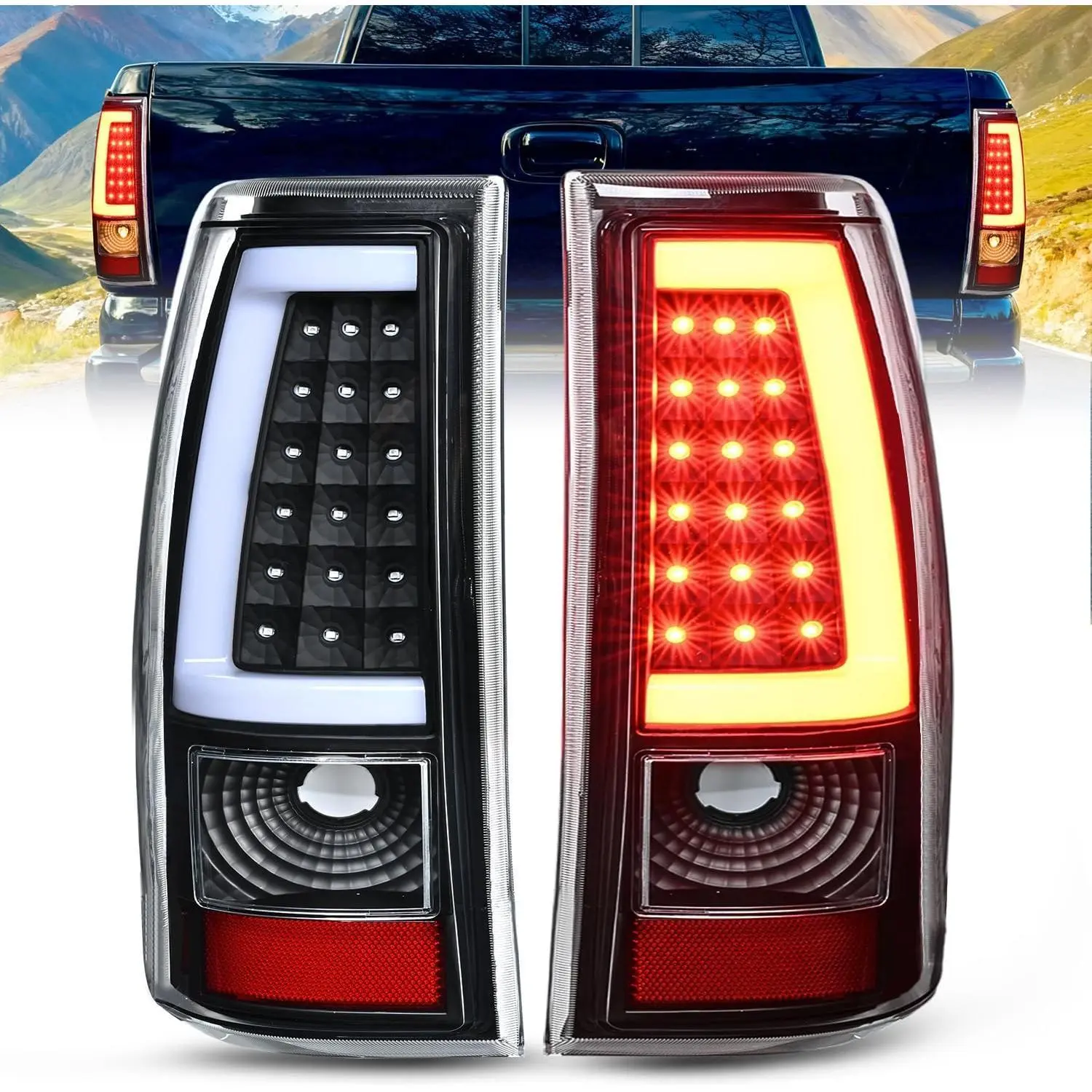 Nilight 1-Pair Durable Polycarbonate LED Tube Tail Light Assembly - Brightening, Dust-Proof, Humidity-Resistant, Shock-Resistant LED Lights Upgrade for 2003-2006 Chevy Silverado 1500/1500HD/2500/2500HD/3500 & 2007 Chevrolet Classic Rear Brake Lamps, 3500,