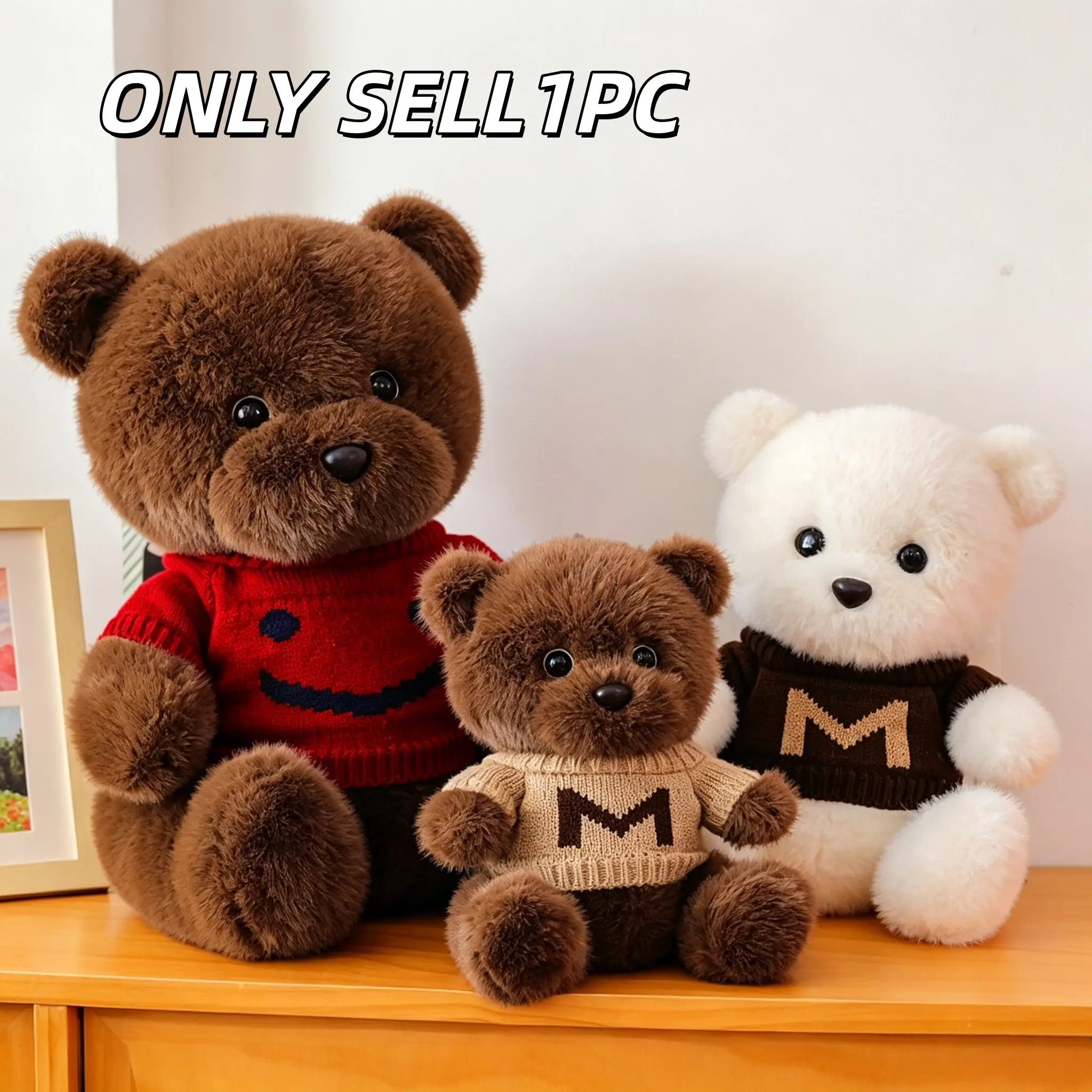 1pc Super Soft Trendy Benny Posable Joint Teddy Bear Plush Toy, Poseable Bear Cushion, Healing Room Decor, Surprise Birthday Gift for Lovers, Friends and Besties, Huggable Stuffed Animal