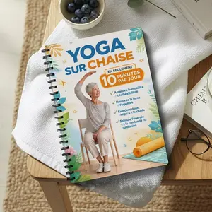 French Edition Chair Yoga Notebook for Seniors, Gentle Exercises, No Kneeling or Jumping, Improves Flexibility, 10-Minute Daily Workout