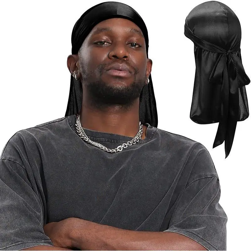 Unisex Silky Satin Durag with Long Tails, Breathable Scarf Head Wrap for 360 Waves and Hair Protection, Smooth Turban for Styling & Daily Wear