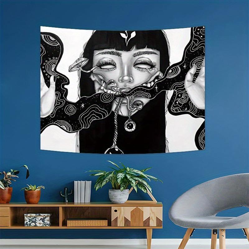 Abstract Horror Art Girl Pattern Tapestry, Creative Design Tapestry, Durable Decorative Tapestry, Wall Hanging Decor for Home Living Room Bedroom, Home Decor, Room Decor
