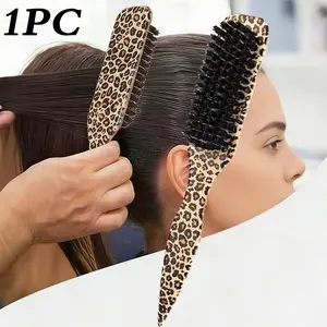 1PC Leopard Print Slick Back Hair Brush, Grooming Brush, Soft Bristle Styling Brush for Edge Control, Flyaway Taming, Sleek Ponytails and Bun Styling, Salon Hair Smoothing Brush for Women, Suitable for All Hair Types