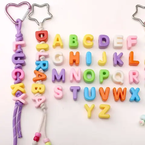 100Pcs Acrylic Macaron Color Beads, Matte Large Hole Alphabet Beads for DIY Phone Chains and Bag Charms, Creative Gift Accessories, Beading Supplies