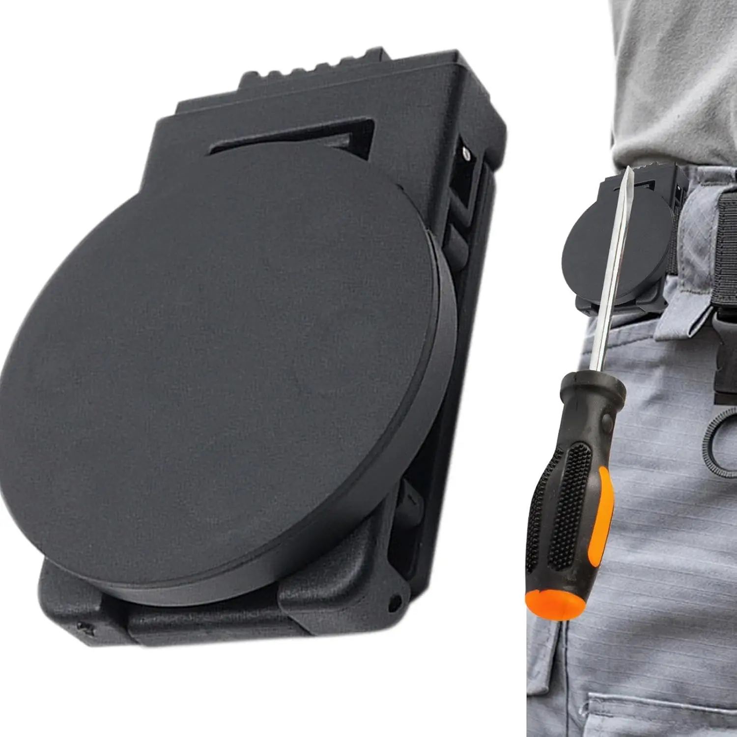 Heavy Duty Magnetic Tool Belt Clip Holster, Strong Anti-Slip Magnetic Hammer Holder, Portable Tool Belt Accessory for Hammer, Screwdrivers & Adjustable Wrenches, Holds Heavy Hardware Tools