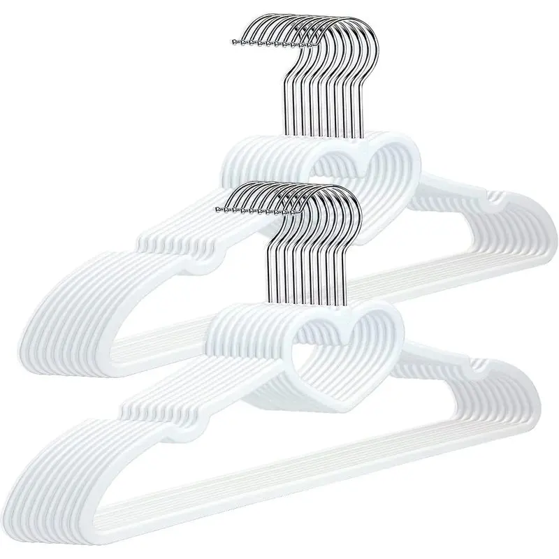 Plastic Hangers 20 Pack - Non Slip Cute Clothes Heart Hangers(White) |   Cute Hanger With 360 °   Swivel Hook,Slim Space Saving,Durable & strong, Ultra Thin Adult Coat Hangers for Dress,Shirt,Coats