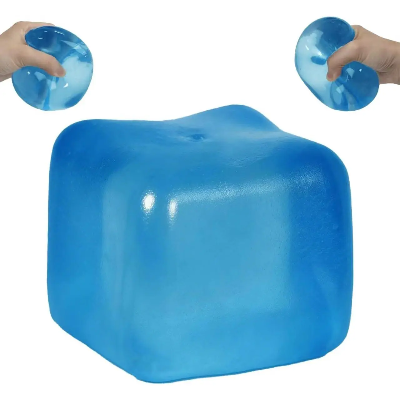 Blue Ice Cube Squishy Squeeze Toy – Slow Rising Sensory Fidget Block for Everyone | Soft BPA-Free Desk Toy for Classroom, Office & Party Favors