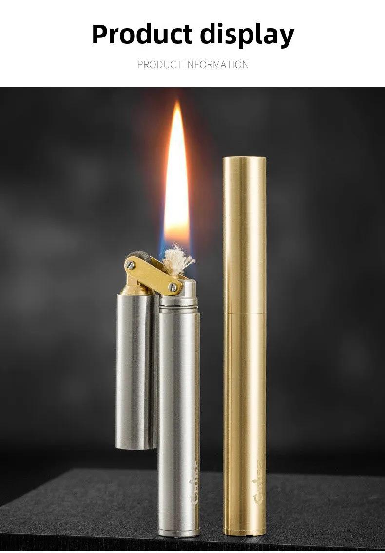 Vintage Nunchaku Design Kerosene Lighter Novelty Cool Gadget Copper Stainless Steel Portable Mini Igniter Aesthetic Unusual Gifts For Men Women Boyfriend Adult Decompression Toys Gift Box Packaging (Without fuel)