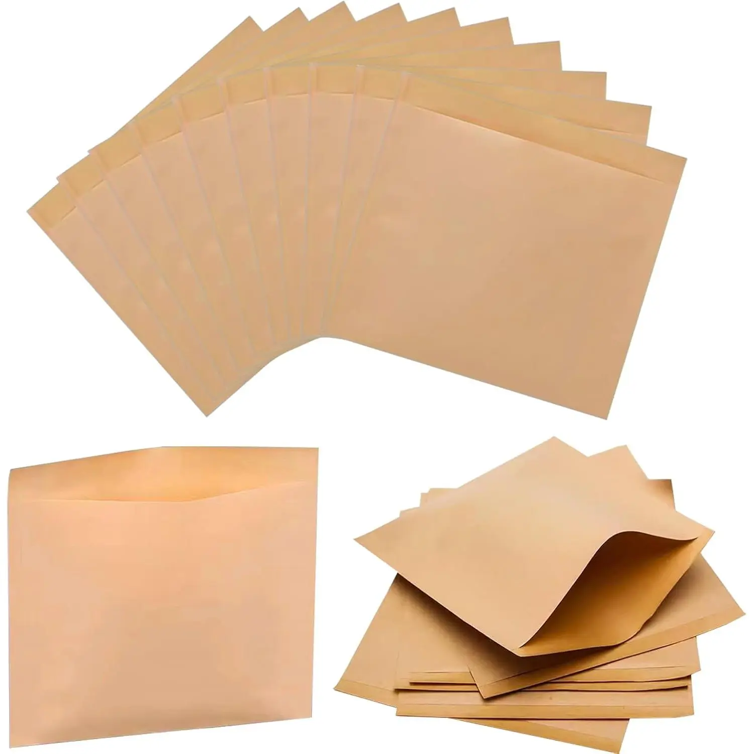 100-Pack Proof Grade Brown Wax Parchment Paper Bakery Bags - Flat Synthetic Set for Pastry, Cookies, Snacks (6.3"x5.9")