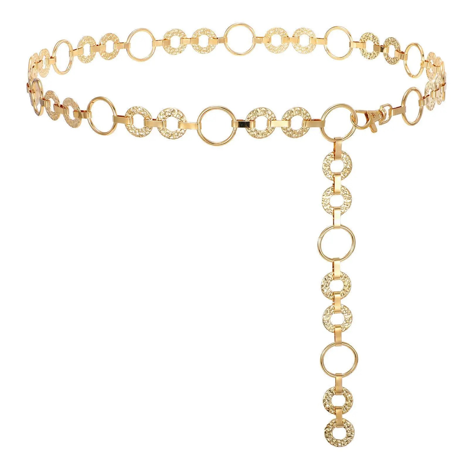JASGOOD Women Multilayer Gold Silver Metal Link Body Chain Belt Ladies Waist Chain Belts for Jeans Dress