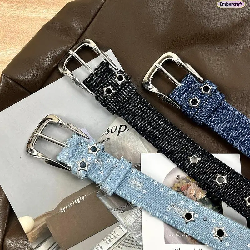Women's Adjustable Canvas Waist Belt - Aesthetic Minimalist Streetwear Style with Pin Buckle, PU Leather, Unisex Fit for Casual Daily Jeans Outfits, Belts, Adjustable Belts