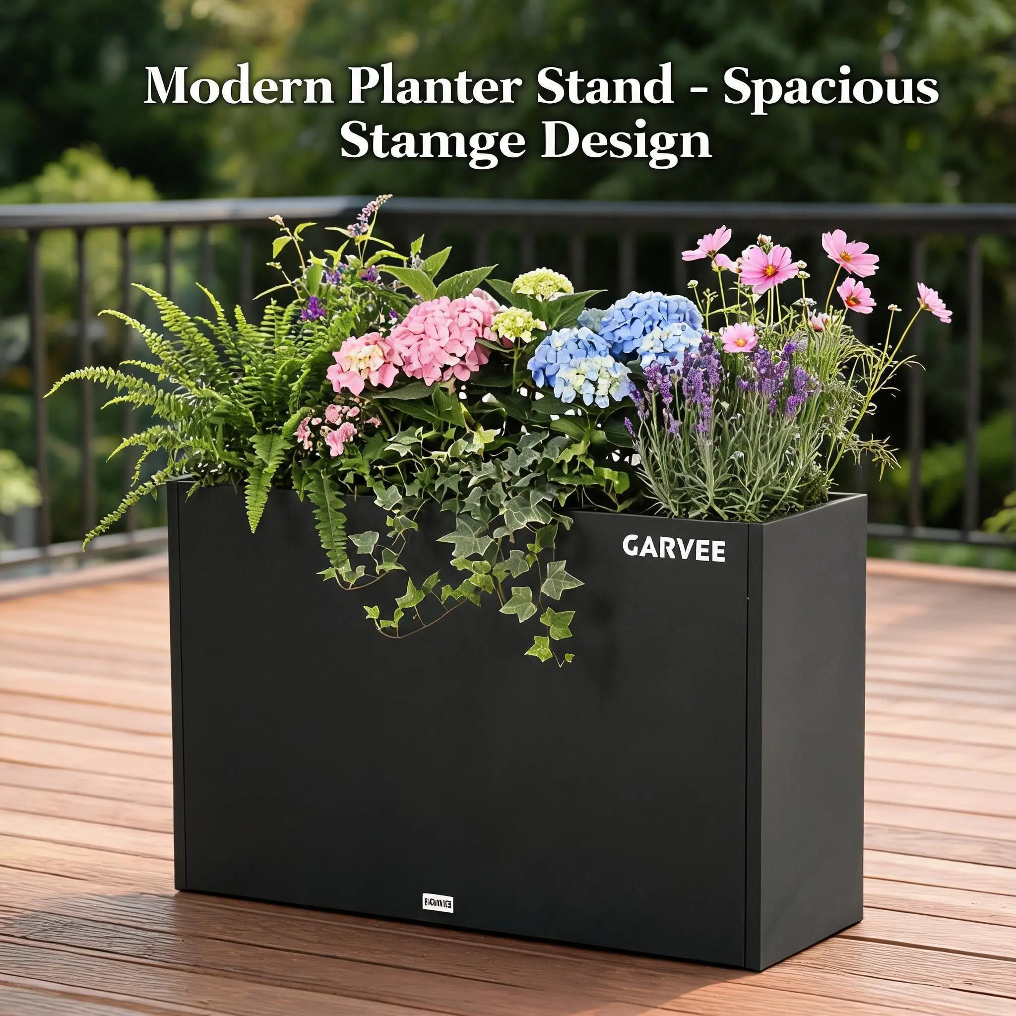 Garvee Heavy-Duty Metal Planter Box, Rectangular Raised Garden Bed - Iron Outdoor Planter Container for Patio/Backyard/Porch/Deck - for Vegetables, Flowers & Herbs - 38 x 16 x 15 in