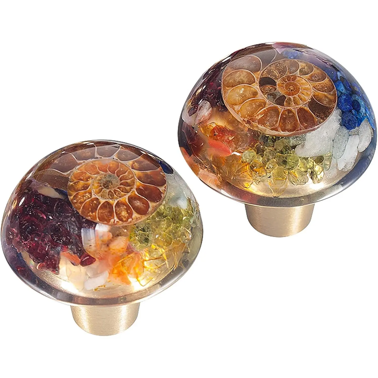 Chakra Drawer Knobs 2 Pack, Ammonite  Pulls Handle |   Drawer Pulls, Funky Cabinet Knobs, Decorative Knobs for Dresser, Kitchen Wardrobe Cupboard