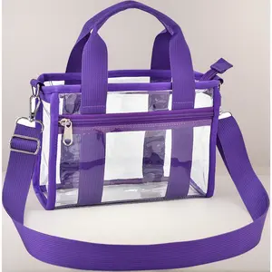 Clear Tote Bag for Women, Transparent PVC Top Handle Handbag, Durable Clear Bag for Stadium Events, Daily Use