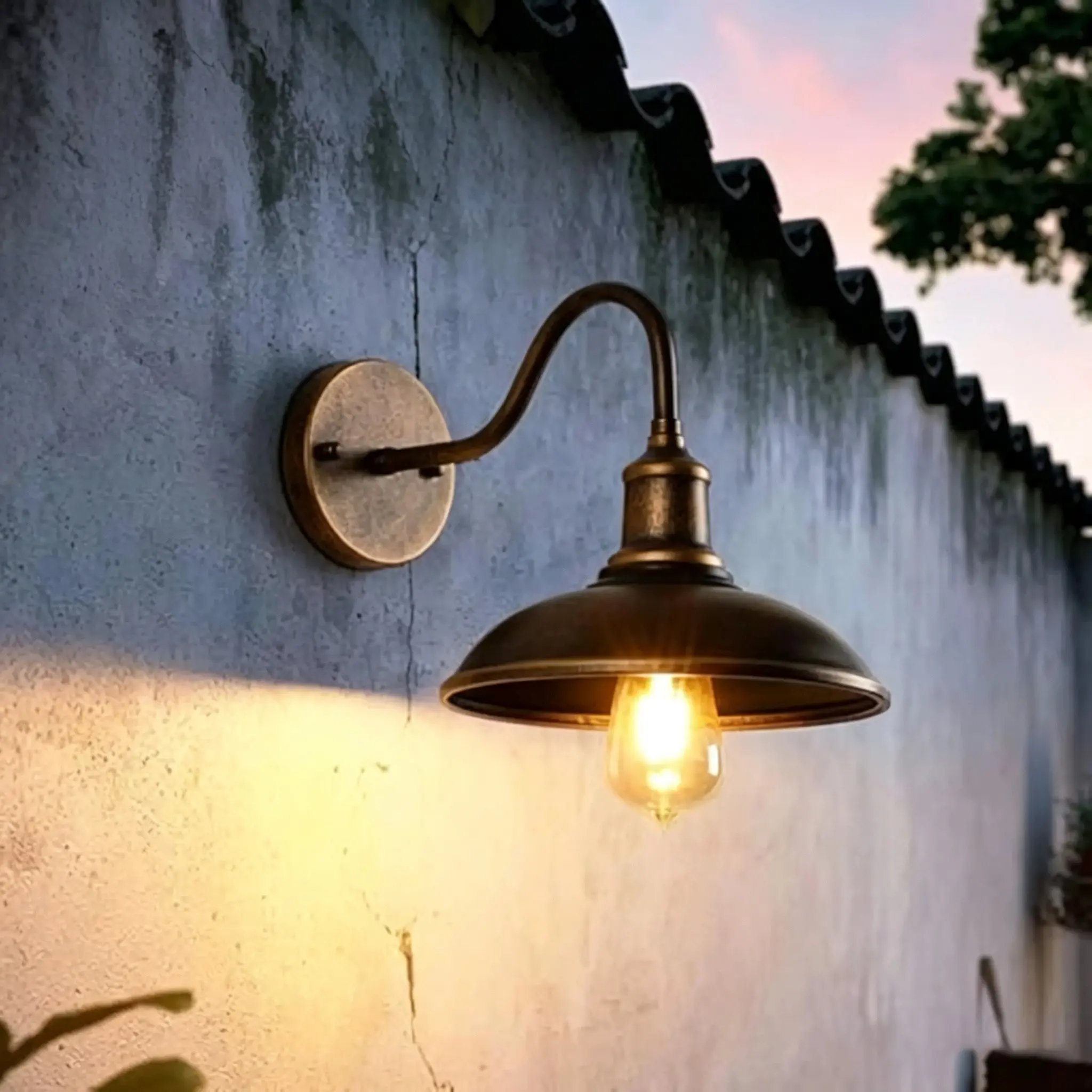 Outdoor Goose Neck Barn Wall Light, Vintage Waterproof Iron Wall Lamp, Farmhouse Outdoor Lighting, Suitable for Porch, Garage, Patio, Outdoor Wall Lights