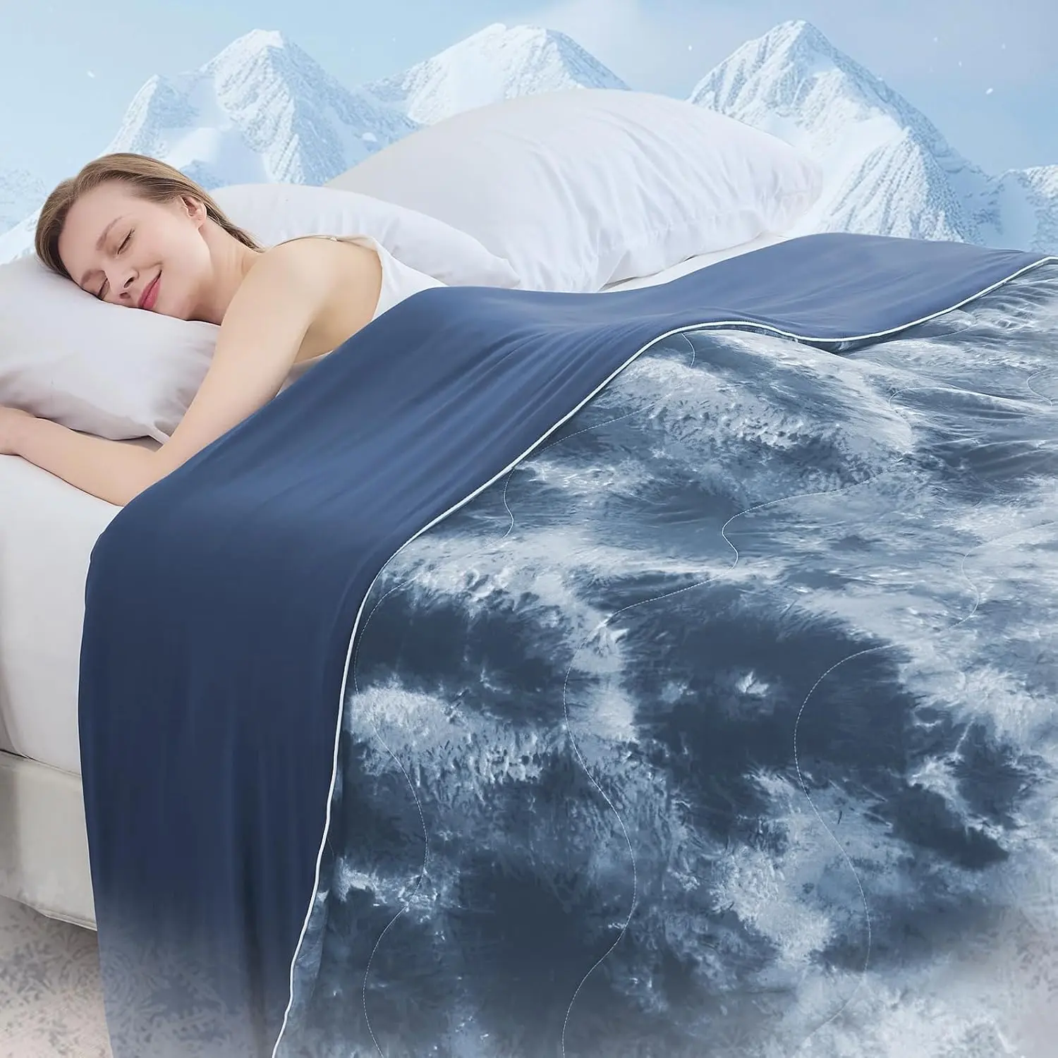 Cooling Comforter  Size, Double Sided Cooling Blankets for Hot Sleepers, Soft Breathable Lightweight Summer Cooling Comforter for Night Sweats Absorbs  HEA