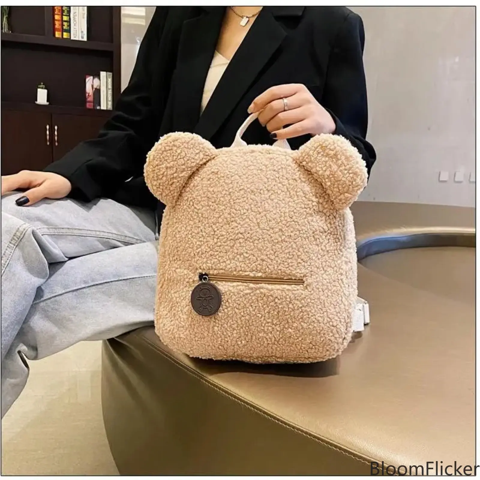 Back To School Fluffy Plush Mini Backpack for Girls, Cute Teddy Bear Ear Soft Fleece Cartoon Shoulder Bag, Lightweight Small Daypack Ideal for School, Travel & Daily Outings, 5 Assorted Colors Kids Crossbody Backpack