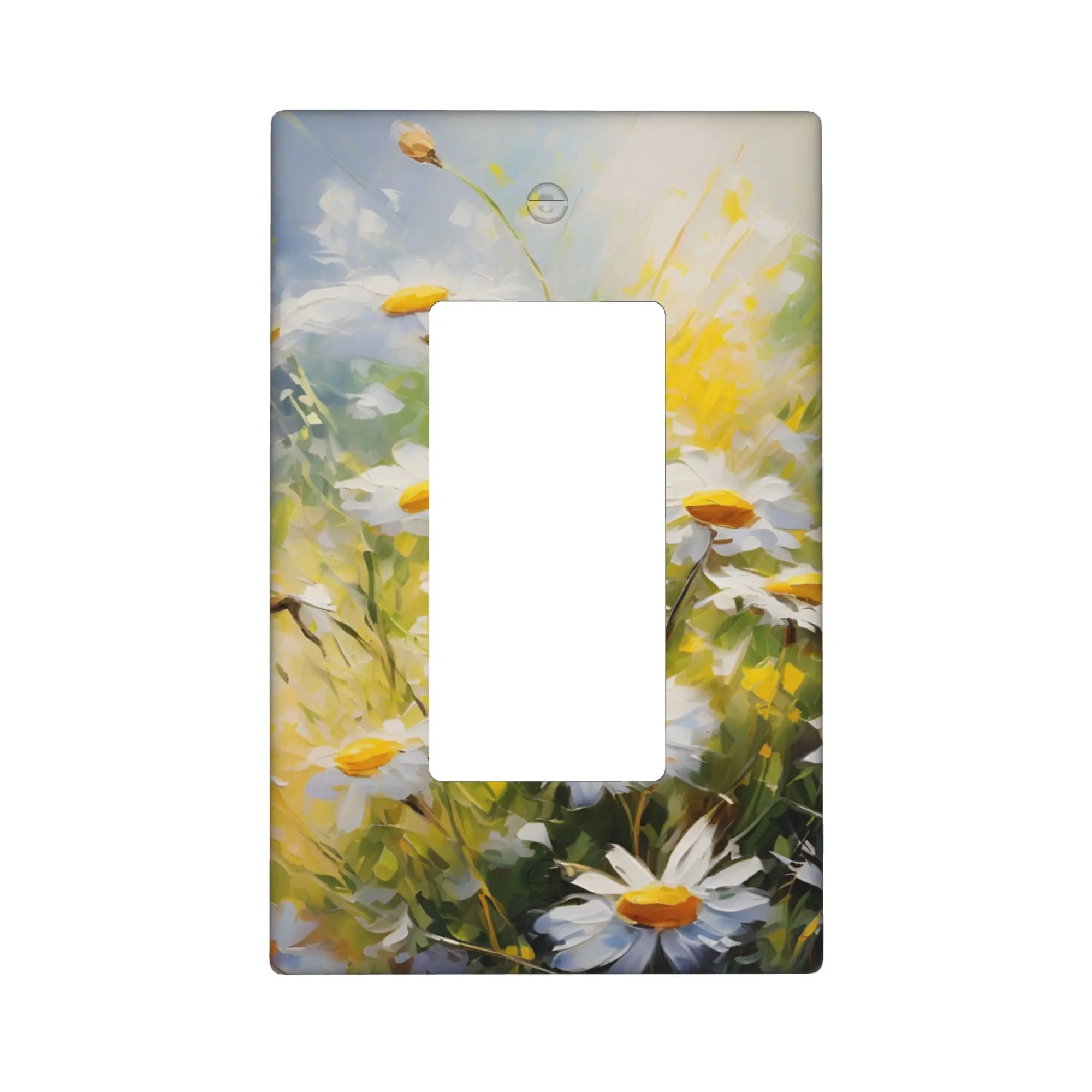 Impasto daisy oil painting light switch covers decorative decorative switch plates and outlet covers 1 gang rocker wall plate bedroom switch plate kitchen outlet covers living room wall decor rental decoration home office wall plate