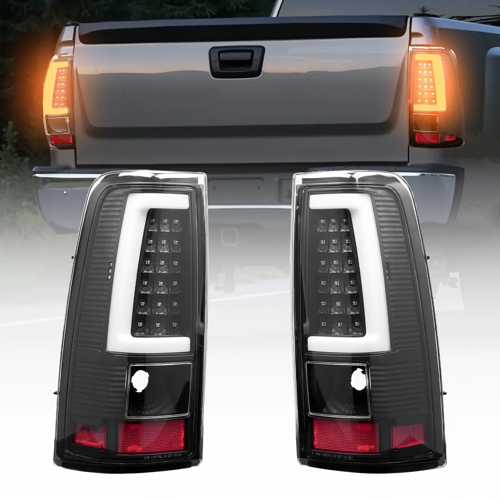 【DealsForYouDays】VEVOR LED Tail Light Assembly, 2PCS Driver & Passenger Side Brake Lamps with Bulbs (Black) Compatible with 2003-2006 Chevy Silverado 1500/1500 HD/2500/2500 HD/3500, 2007 Chevy Classic