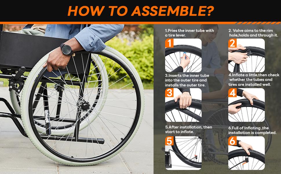 AGS 2-PCS 24"x1.0" Heavy Duty Wheelchair Tubes 24x1 1/8 Wheelchair Tubes AV32mm 25/28-540 Inner Tubes Compatible with 24x1.0 24 x 1 1/8 24x1 1-8 Wheelchair Tire Tubes Schrader Valve