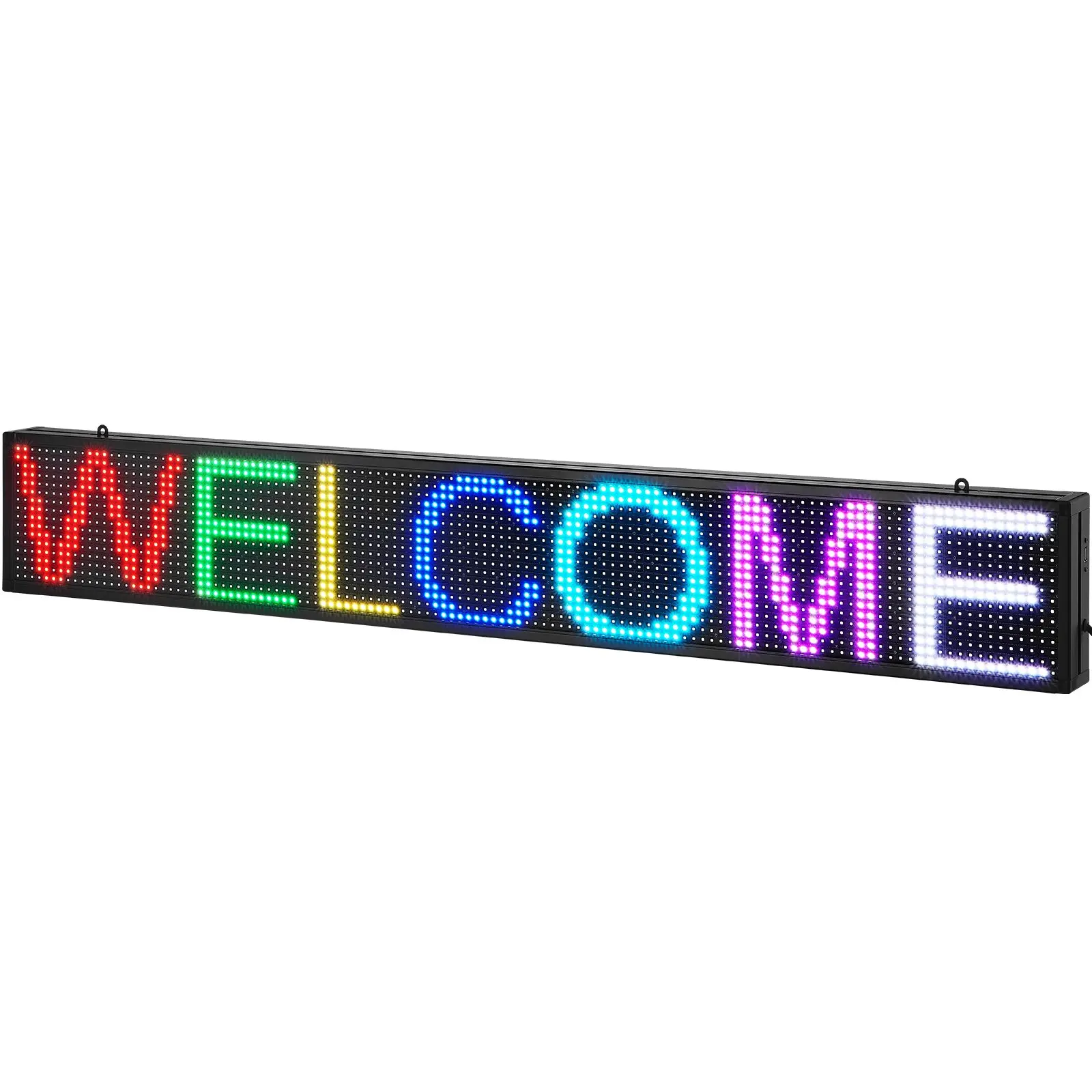 VEVOR P10 Full Color LED Message Board, 52"x8" Scrolling Display with WIFI/USB Customizable Text & Animation, Built-In Hooks, Ideal for Advertising, Retail, Restaurants, Best Gift for Family and Friends