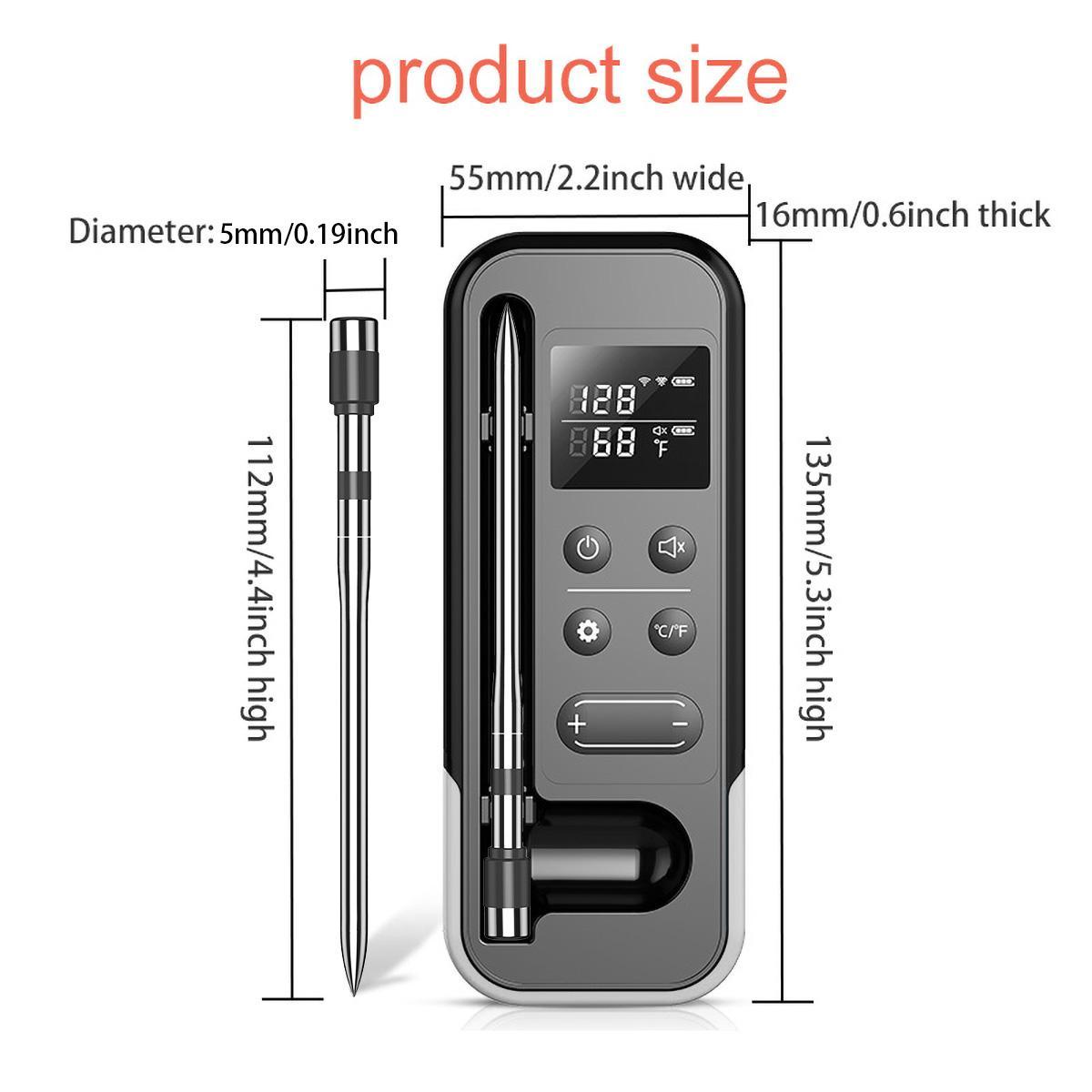 Smart Wireless Meat Thermometer, Long-range Bluetooth-compatible Digital Instant-read Food Thermometer for Kitchen Cooking and Grilling