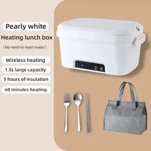 Rechargeable Automatic Heating Lunch Box, Adult Wireless Insulated Food Container, 1.5L Portable Self-Heating Meal Box for Office, Picnic, Car, Outdoor Activities