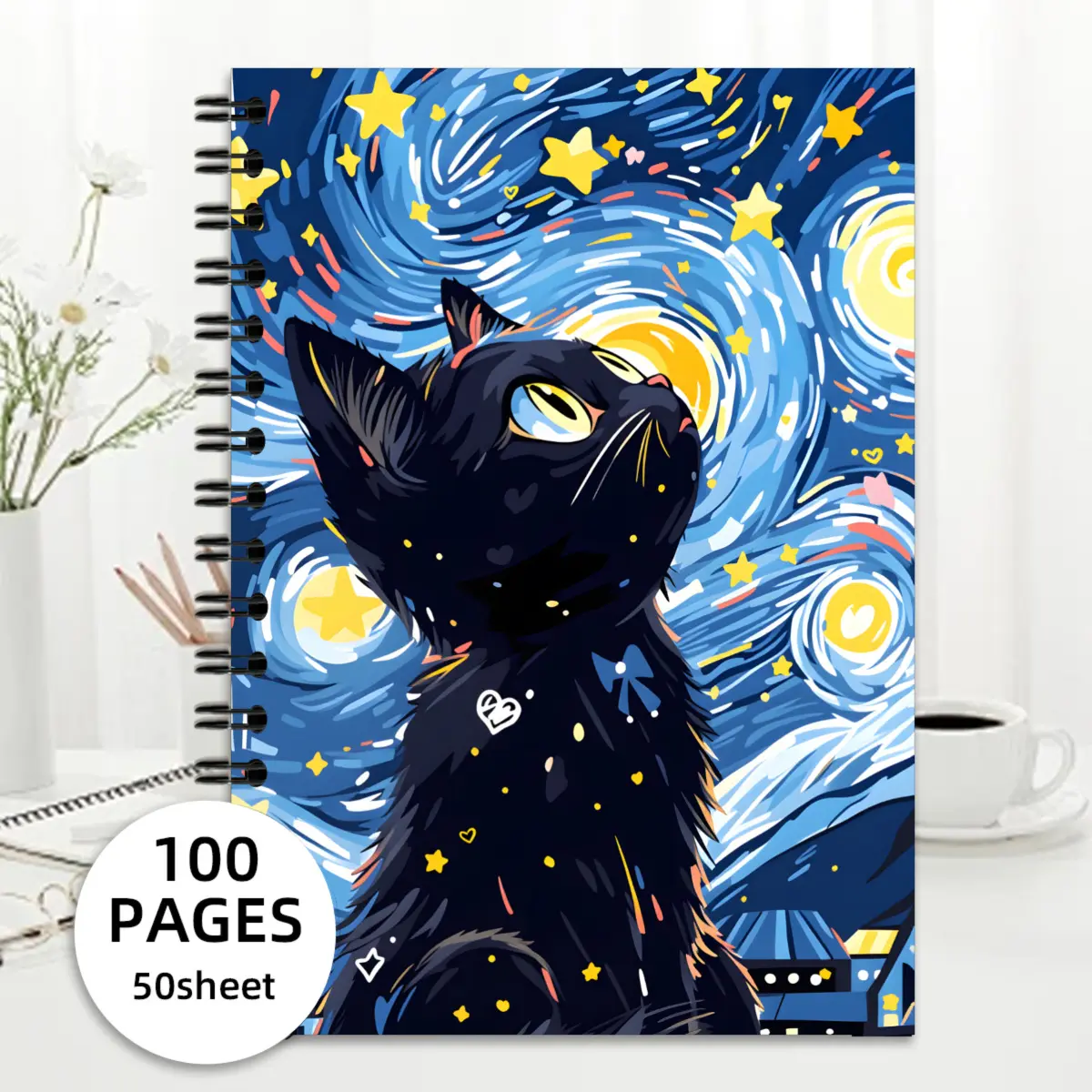 Artistic Notebook for Cat Lovers and Creative Minds, Daily Notes, Sketchbook, Inspirational Writing, Art Gift, Decorative Desk Item