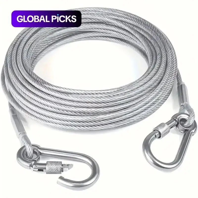 Outdoor Stainless Steel Clothesline Rope, Thickened Wire Rope, Simple Curtain Pull Rope, Clip Head Lock Hook, Fixed Rope