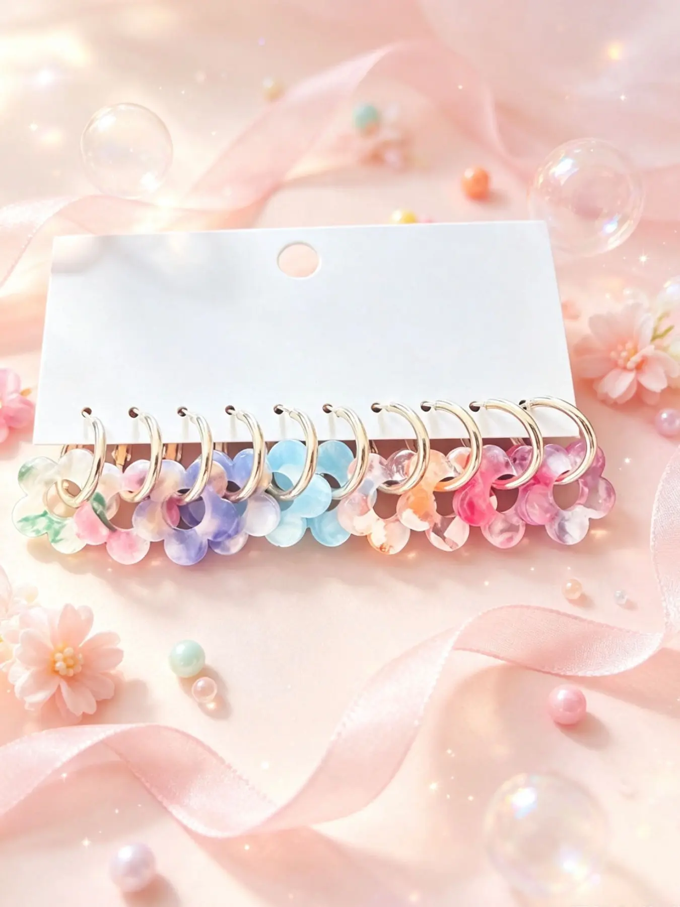 10 Pcs Girl Earrings Set, Fashionable Cute Flower Ear Cuffs, Hollow Out Flower Earrings Design, Multicolor Sweet Teenage Jewelry