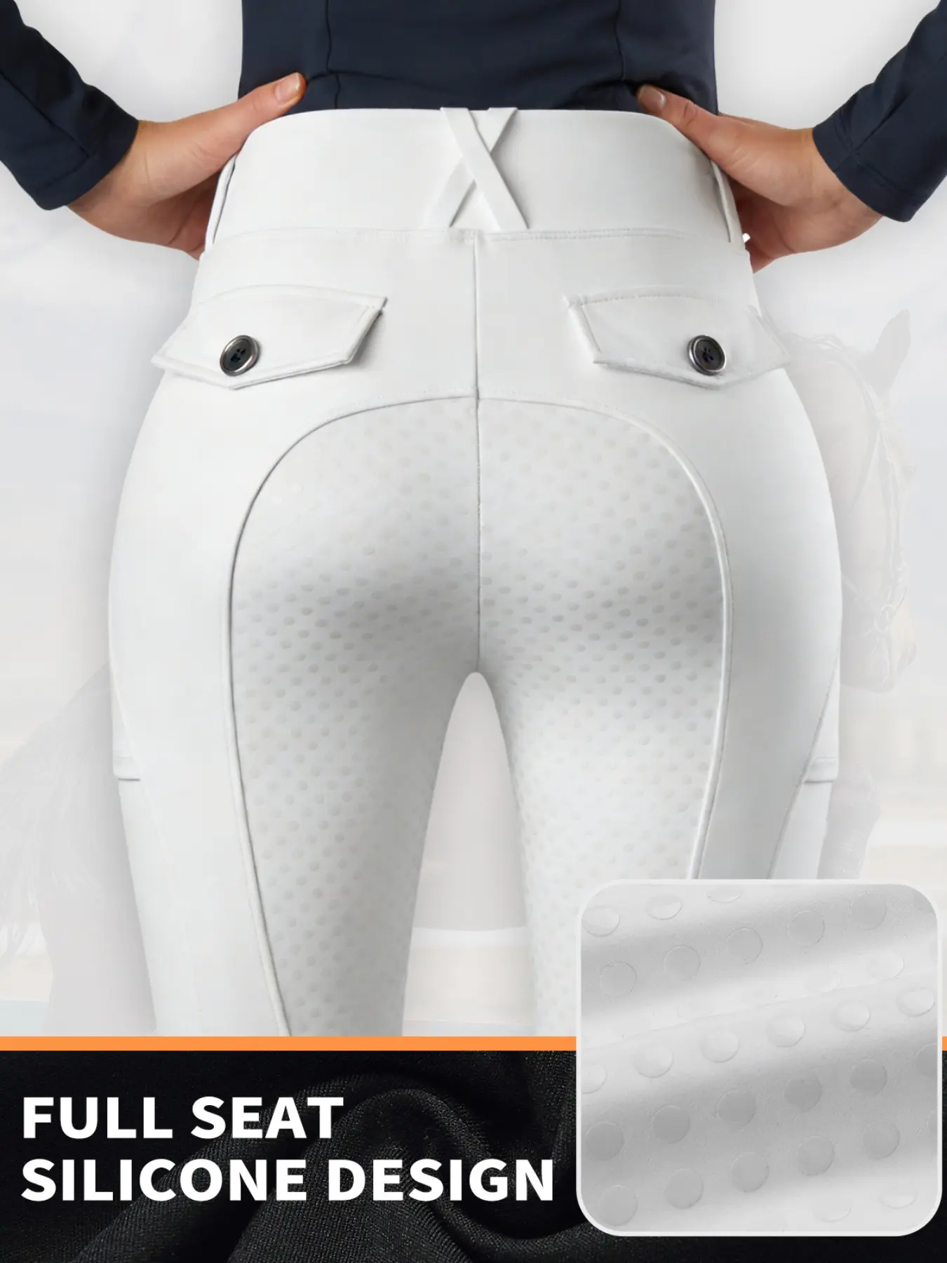 Women's Riding Pants with Full Padding Silicone Anti-Slip, High Waist Elastic Equestrian Tight Fit, Includes Pockets, Convenient Storage, Wosawe Brand