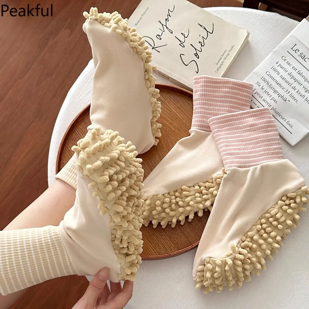 2026 Microfiber Dusting Foot Socks Walk to Mop Floor Cleaner Wearable Washable Slip On Slipper Caps Housekeeping Novelty Gifts
