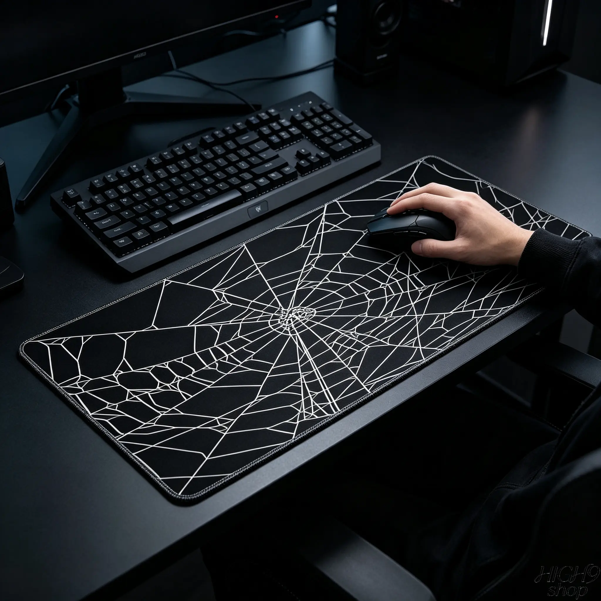 Large Web Print Gaming Mouse Pad - Natural Rubber Non-Slip Extended Desk Mat, Heat Transferred, Desktop Accessories for Gaming & Office Use
