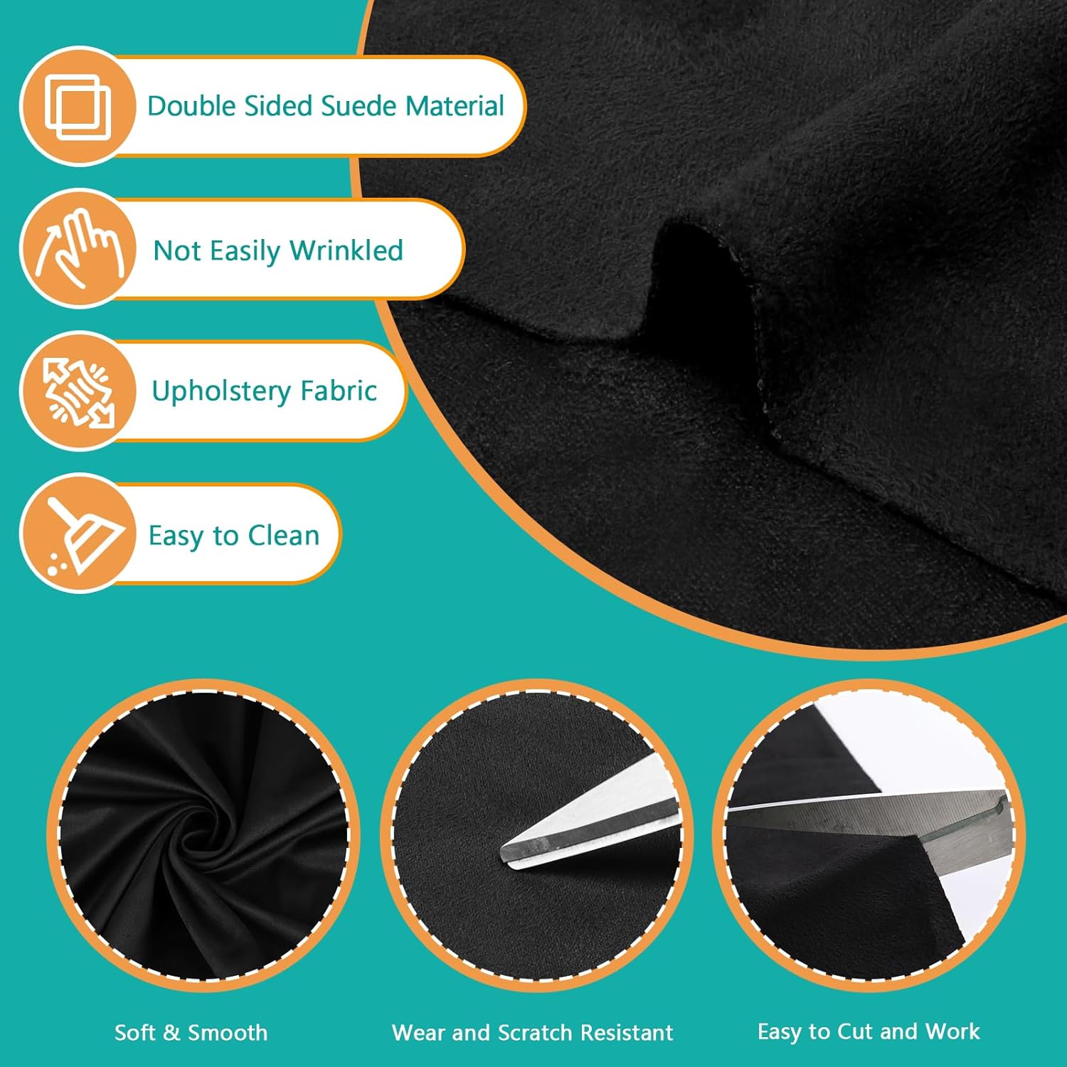 SUNDAY MIRTH 96"x65" Suede Headliner Fabric Without  Backing,Double-Sided Faxu Suede Headliner for ,,SUV,RV,Auto Interi,Headliner Material-Black