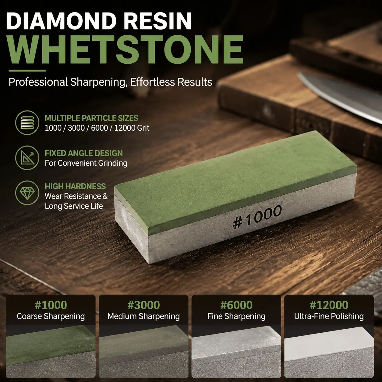 Dual Grit Diamond Sharpening Stone for Kitchenware, Kitchen & Outdoor Knives - Portable, High Hardness Whetstone for Quick Edge Repair, Durable & Efficient, Keeps Blades Razor Sharp, Professional Grade EDC Tool