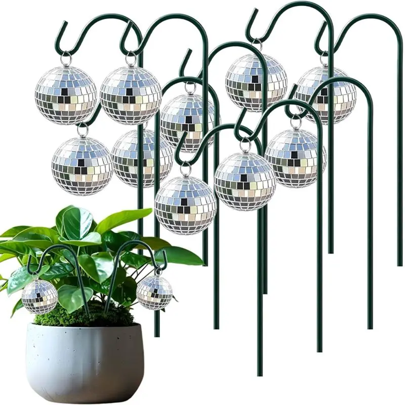 10pcs 2026 New Disco Ball Garden Stakes, Mini Mirror Disco Balls on Sticks for Outdoor, Tiny Garden Disco Balls Waterproof, Silver Glitter Plant Stake Ornaments for Patio Lawn Pathway Decor