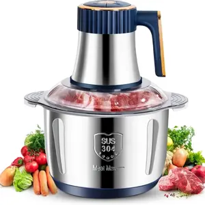 [1.32gal Electric Food Chopper Grinder] Food Processor, with Bowl And 6 Blades, 500W Food Processor with Meat Grinder for Home And Kitchen Use, Mini Electric Chopper for Youngsters' Food, Meat, Fruits, Onions And Veggies, 5 Speeds, Stainless Steel