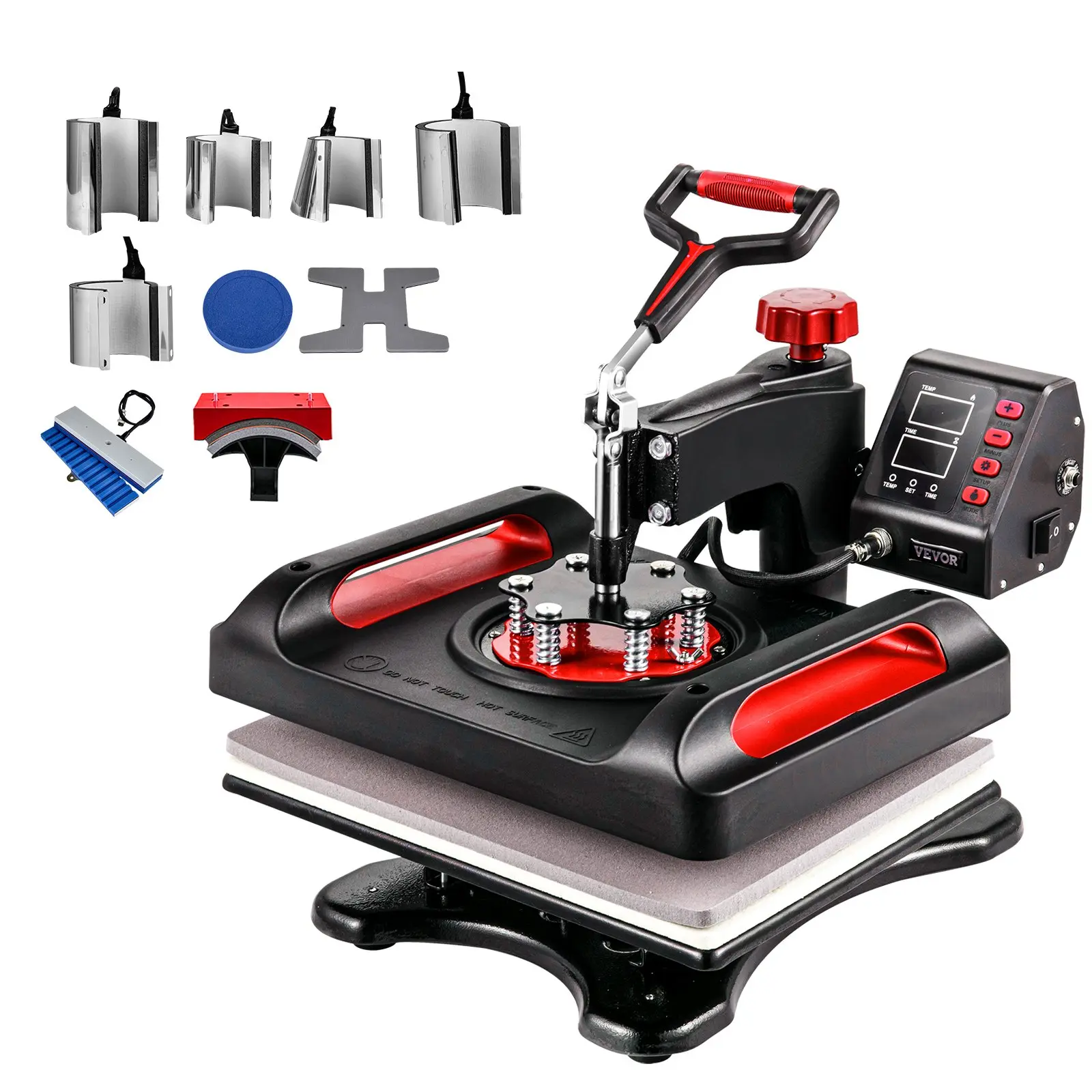 VEVOR 11-in-1 Clamshell Heat Press Machine, 12x15 in Digital Dual-Tube Heating Transfer Printer, Swing Away Sublimation Tool for DIY Clothing, T-Shirt, Hat, Mug, Plate, Pen, Shoes (Black)