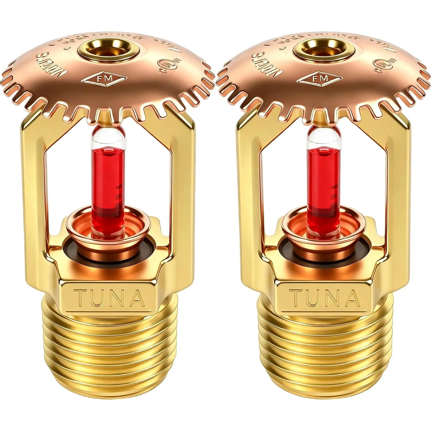 (2 Pack) FM Approved & UL/CUL Listed Fire Sprinkler  Upright  | 1/2” NPT 155°F (68°C) K=5.6 K80 Dia5mm Glass Bulb Standard Response for Automatic Fire Sprinkler System Bronze Frangible Bulb