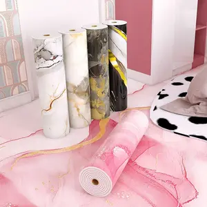 Marble Pattern Decorative Wallpaper Roll, 15.75in X 118.11in, Thickened Wallpaper Floor Sticker，Self-Adhesive , Peel and Stick, DIY Decor for Kitchen, Bedroom, Living Room ,Bathroom，Vinyl Flooring