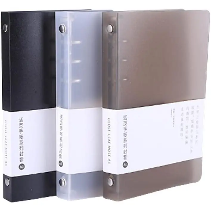 3 Pack A5 A6 B5 Round Ring Binder Cover 6-Ring 9-Ring PVC Binder Covers Refillable Notebook Loose Leaf Binder Protector (Inner Paper Not Included) (A6 White Black Coffee 3 Pack)