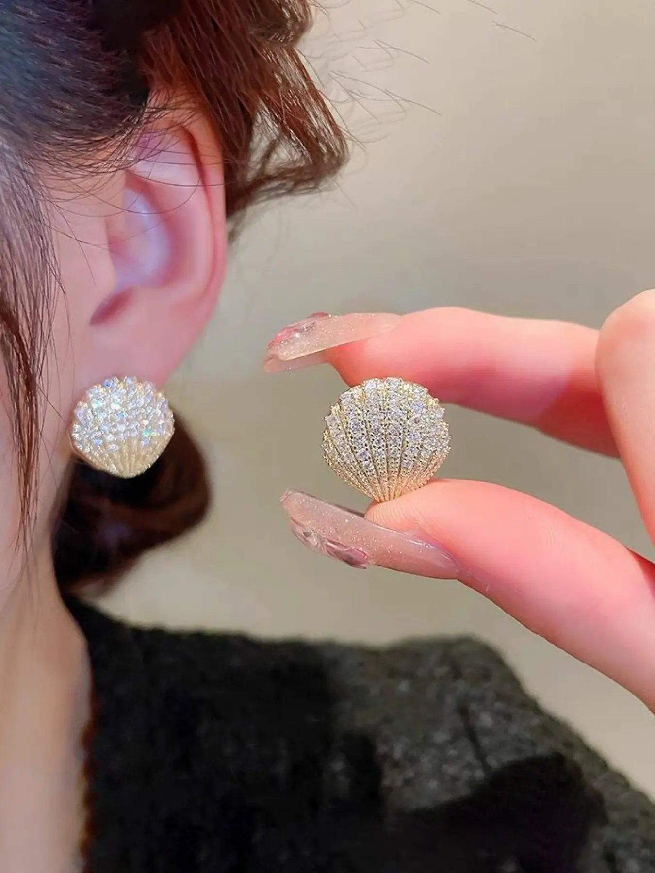 Hip-Hop Shell Stud Earrings, Unisex Jewelry, Daily Wear, Party, Holiday, Plated Precious Metal, Street Style, All Seasons