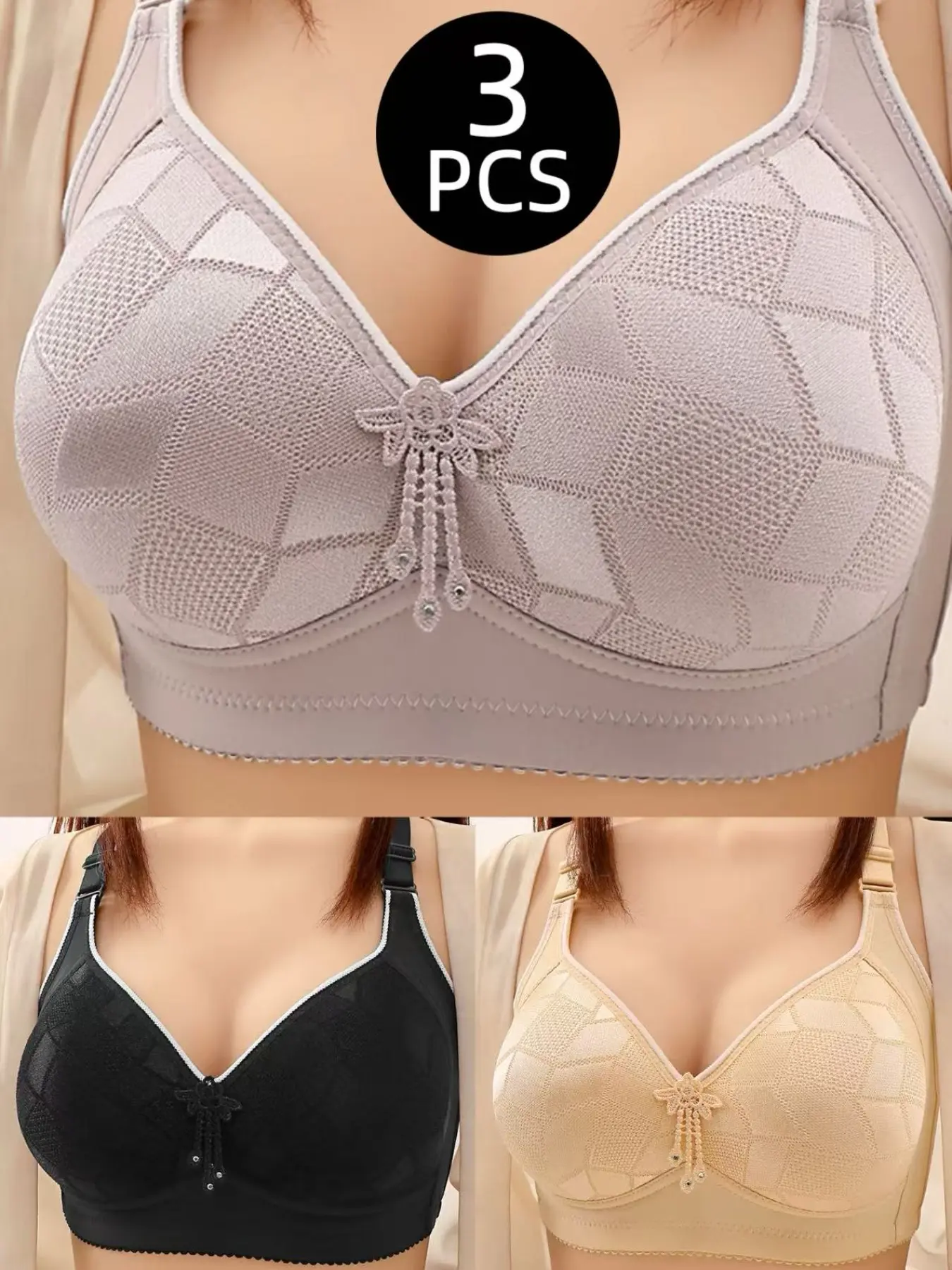 Women's Lace Underwireless Push-Up Elegant Everyday Bra Set, Seamless Comfort Fit Design, Breathable Soft Fabric, All-Day Support Perfect Choice